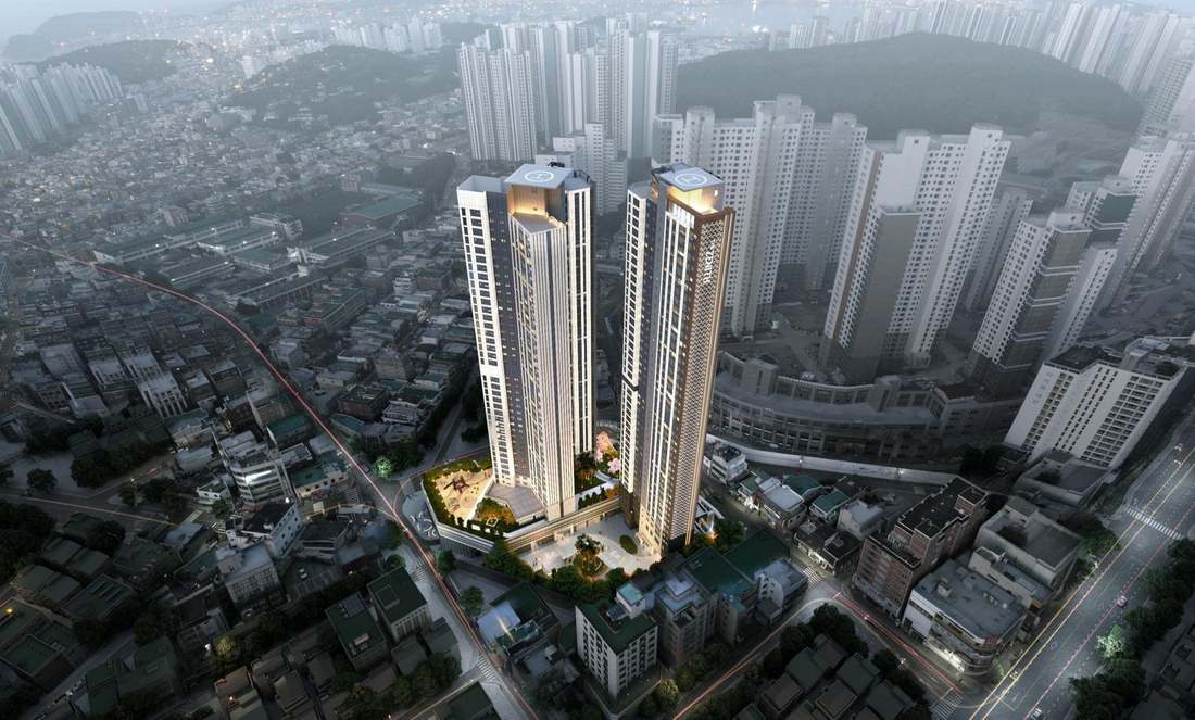 야경 속 단지 조감 CG